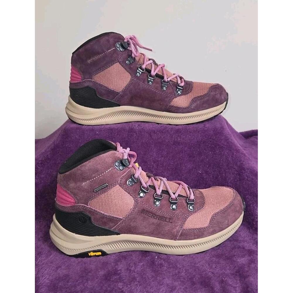 Merrell Ontario 85 Mesh Mid Vibram Hiking Shoes Waterproof Plum/Purple Sz 10 NWT